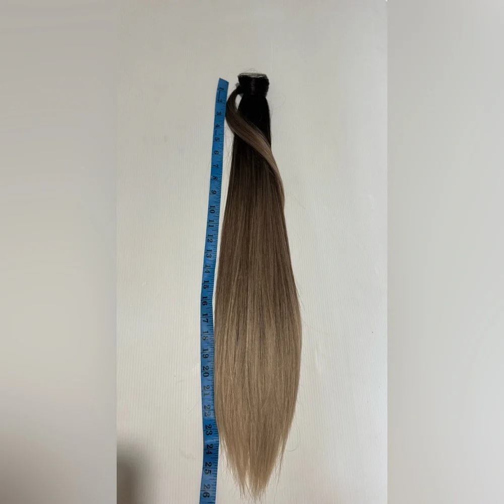 Balayage Wrap-Around Ponytail – Ombre Brown to Ash Blonde 32 “Extension - Picture 6 of 15